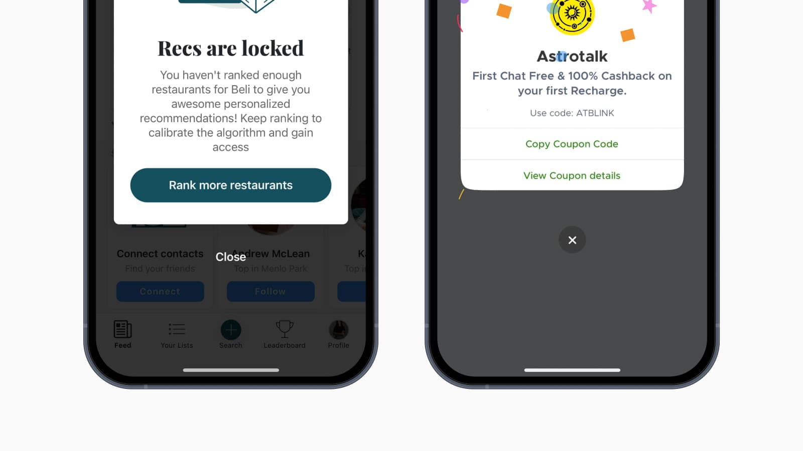 Пример размещение иконки закрытия popup в мобильном интерфейсе