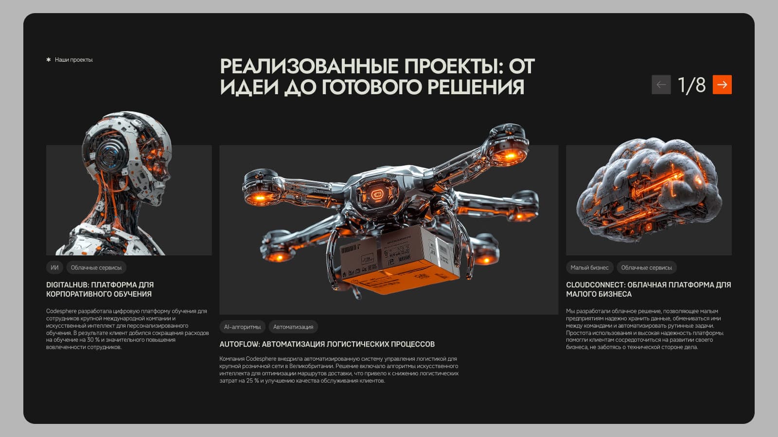 Фрагмент интерфейса со сгенерированными изображениями техники