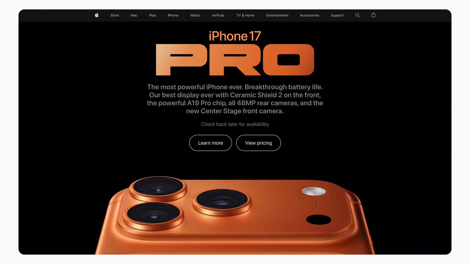 Простой дизайн посадочной страницы для iPhone17