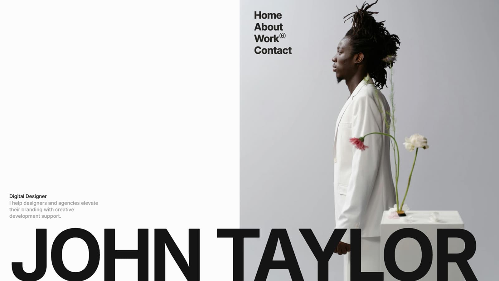 Дизайн главного экрана на сайте-портфолио Jhon Taylor
