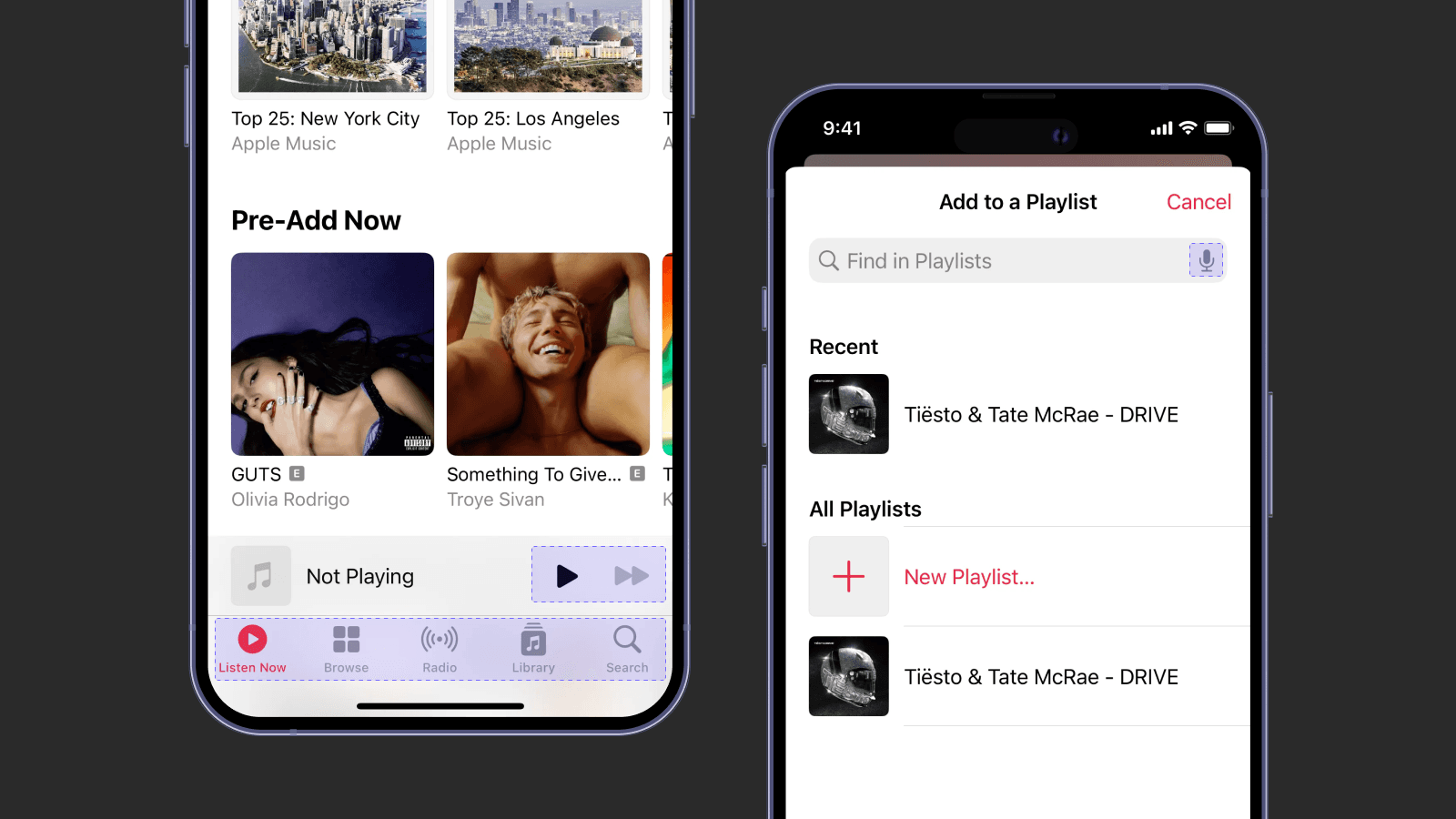 Залитые иконки в приложении Apple Music