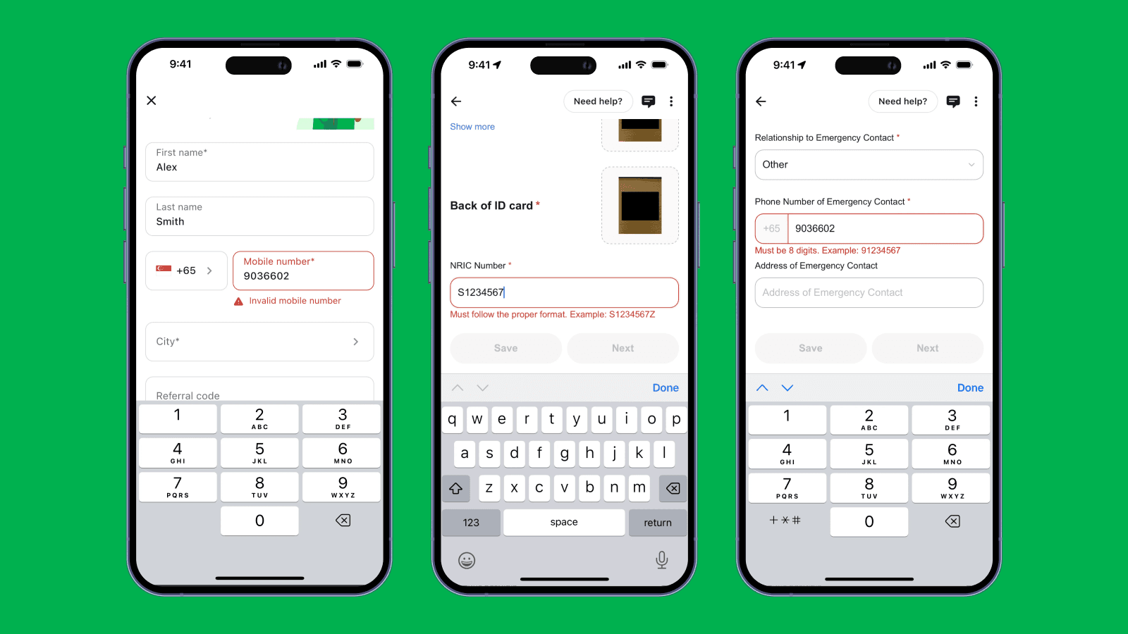 Автокорекция форм в приложении Grab Driver