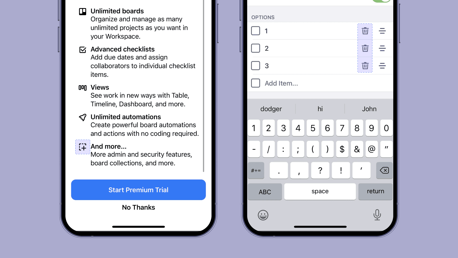 Контурные иконки с разрывами в приложении Trello