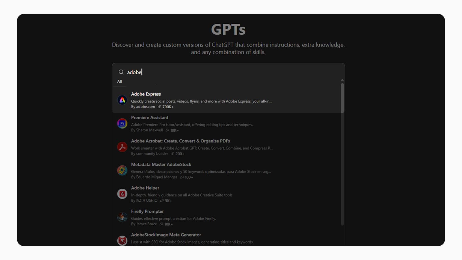 Пример интеграции Adobe в интерфейсе ChatGPT
