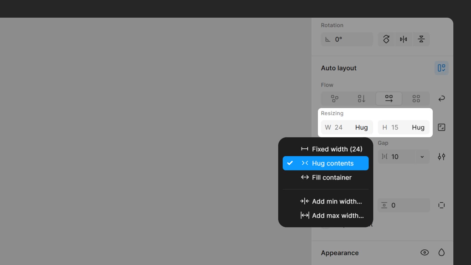Интерфейс Auto layout Resizing в Figma Дизайн панели Auto layout Resizing в Figma