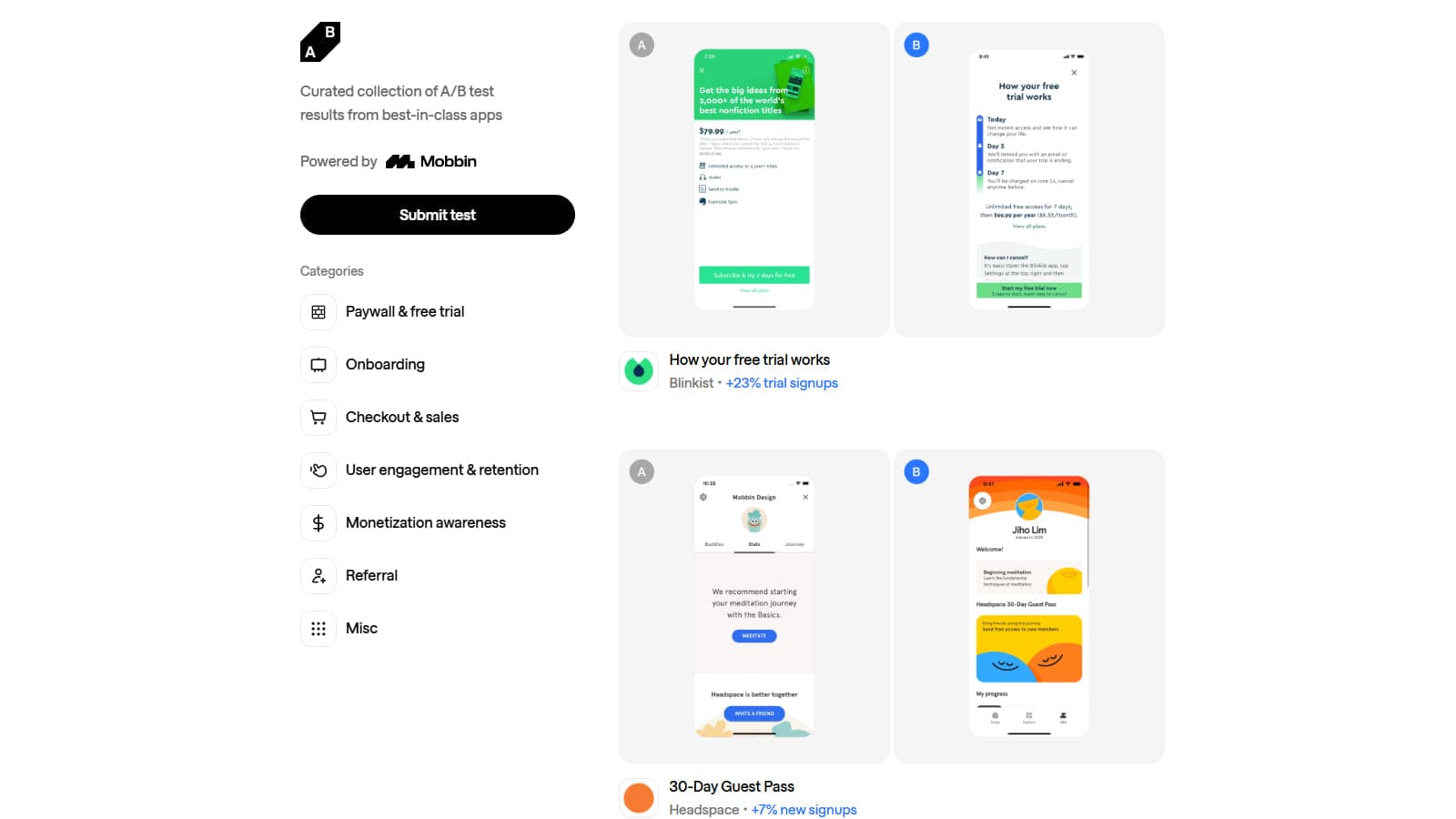 Фрагмент дизайна abtest.design Фрагмент дизайна одной из страниц на abtest.design