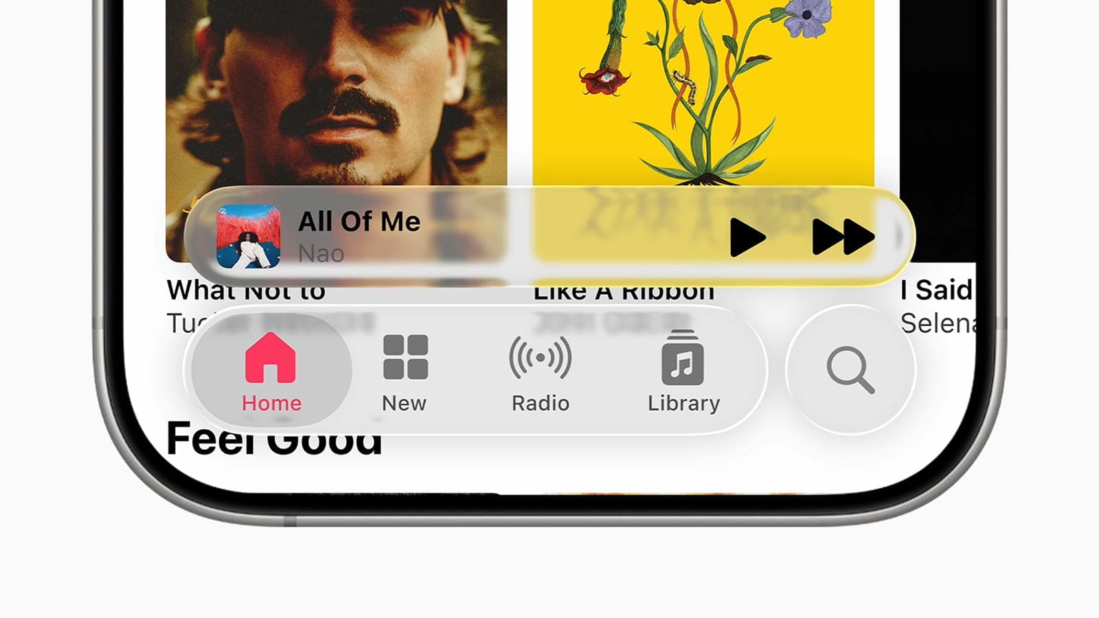 Пример использования Apple liquid glass в дизайне интерфейса Интерфейс приложения, которое использует Apple liquid glass