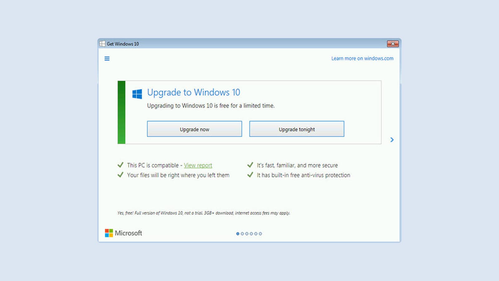 Дизайн окна обновления до Windows 10 Интерфейс окна обновления Windows 10