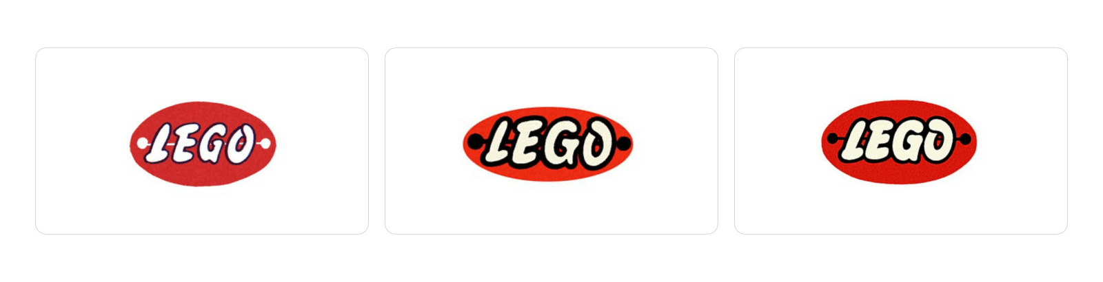 Новые версии логотипа Lego Три версии логотипа Lego для разных каталогов