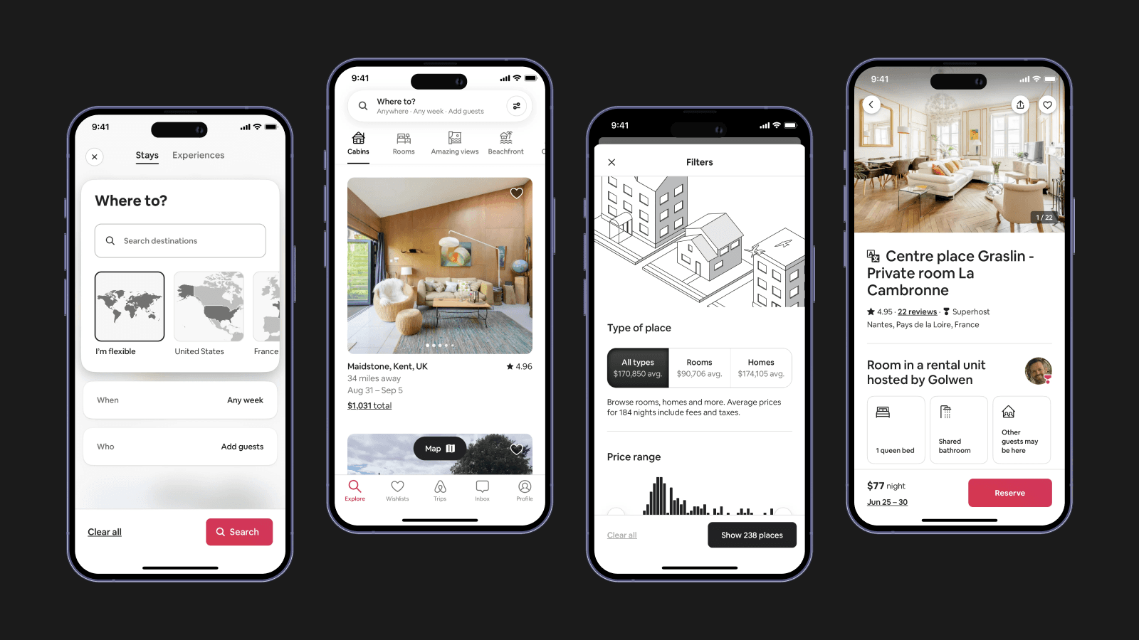 Использование пространства в приложении Airbnb Макро- и микро-пространство в интерфейсе Airbnb