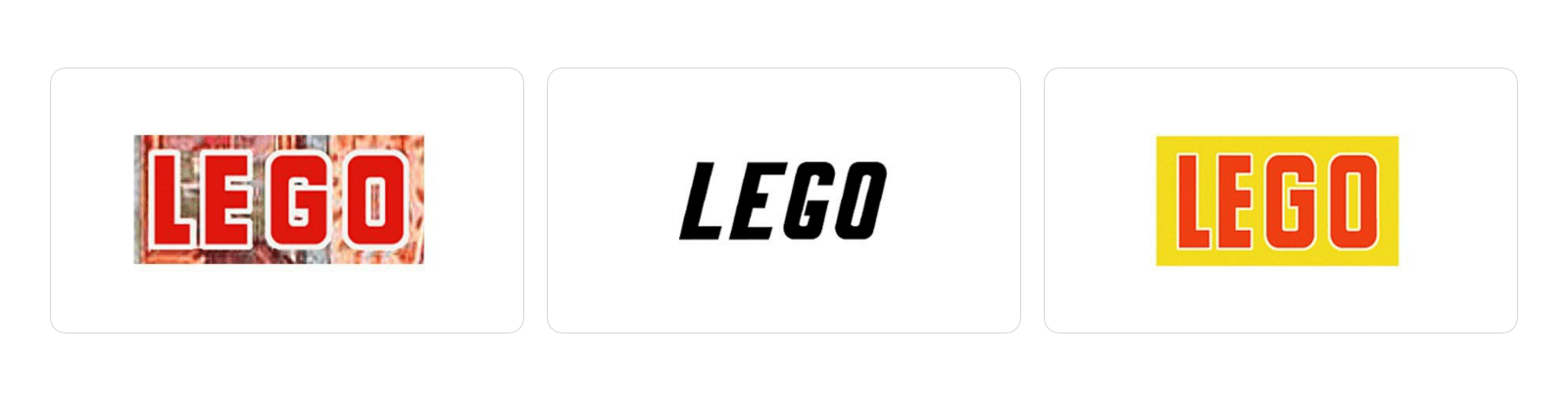 Версии логотипа 1950-х годов Три версии логотипа Lego в 1950-х