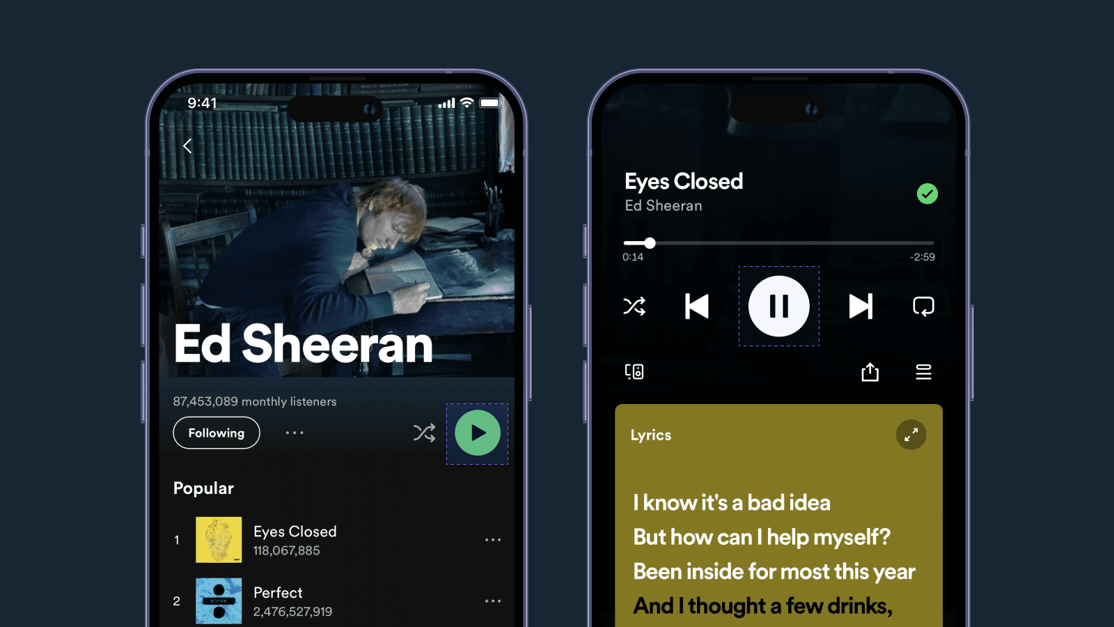 Кнопки в приложении Spotify Flat-design кнопок в приложении Spotify