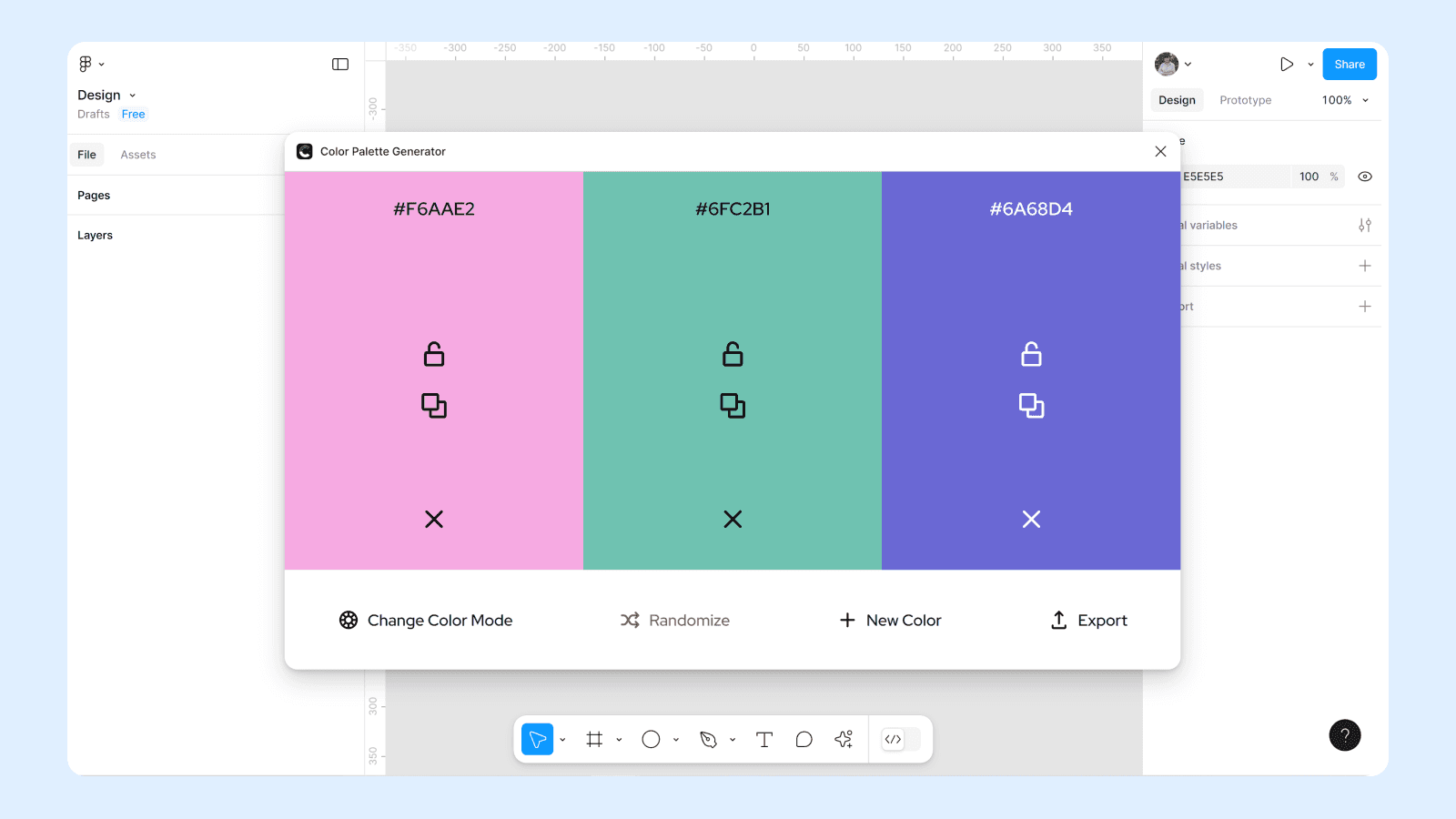 Плагин Figma Color Palette Generator Интерфейс плагина Figma Color Palette Generator