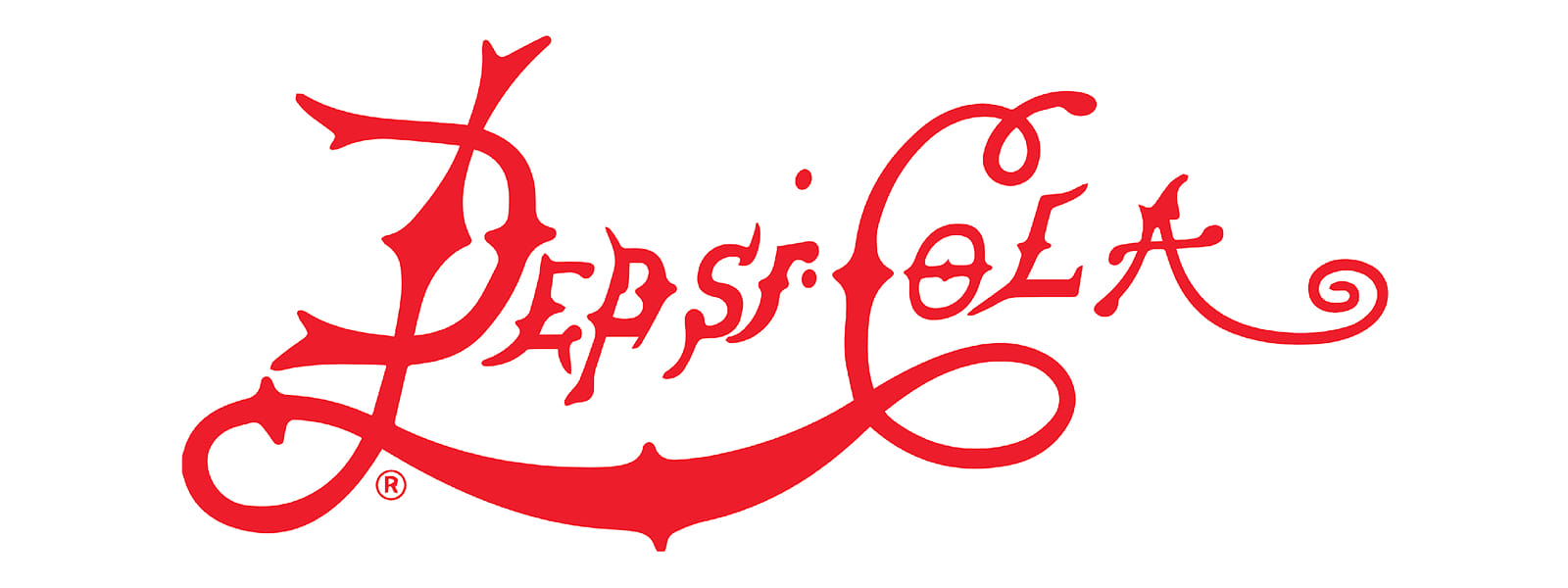 Дизайн первого логотипа компании Pepsi Cola в красных цветах