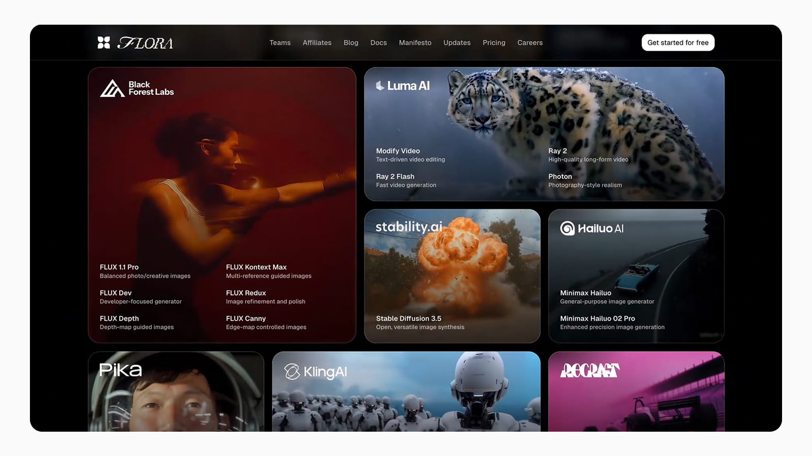 Bento-структура блоков в интерфейсе Flora