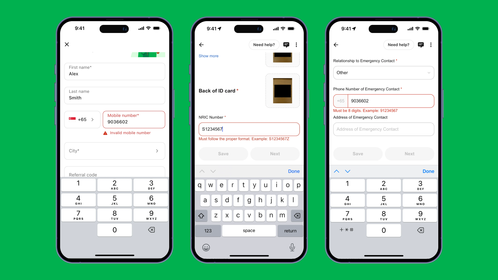 Автокорекция форм в приложении Grab Driver