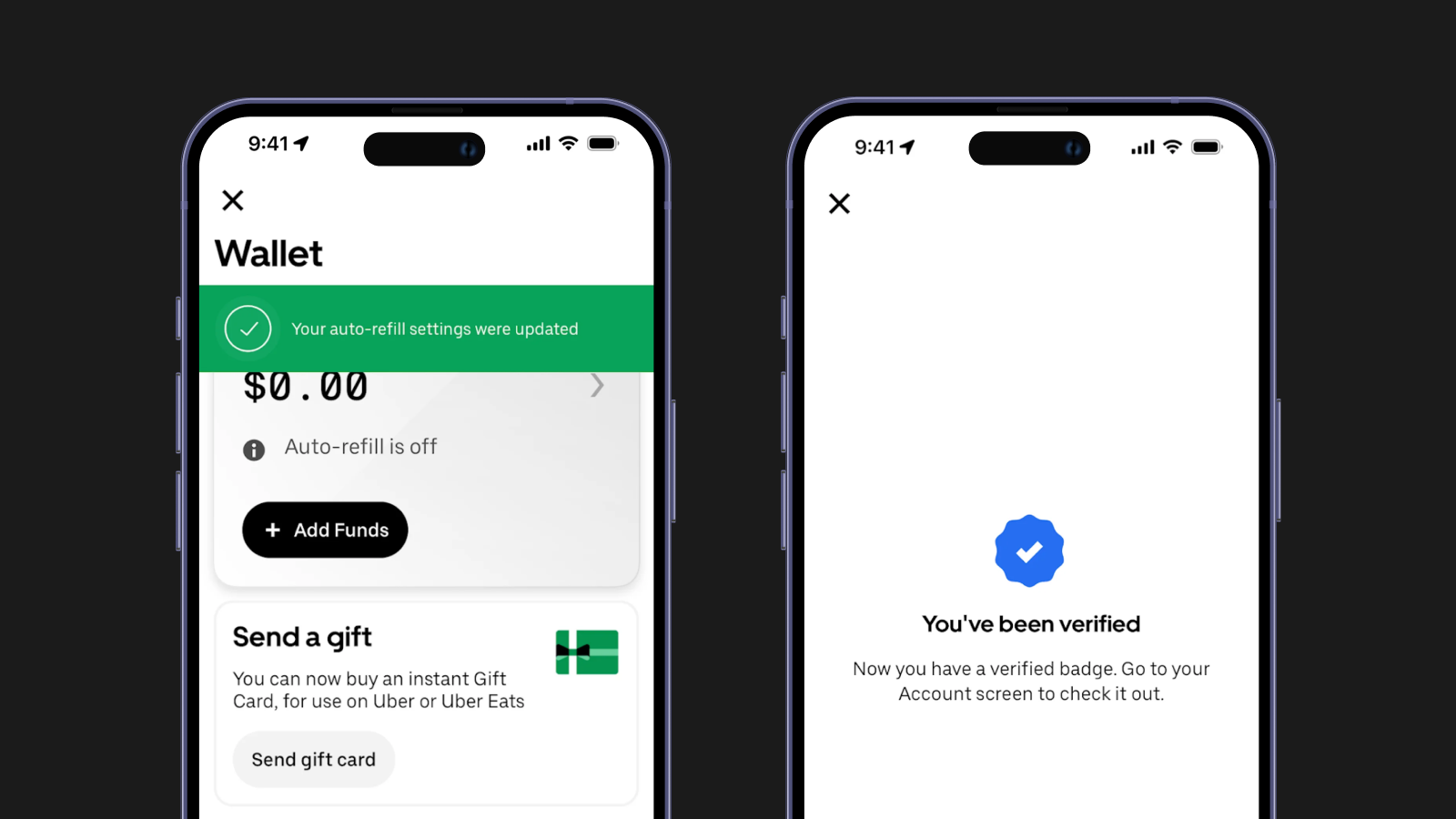 Состояние успеха в приложении Uber