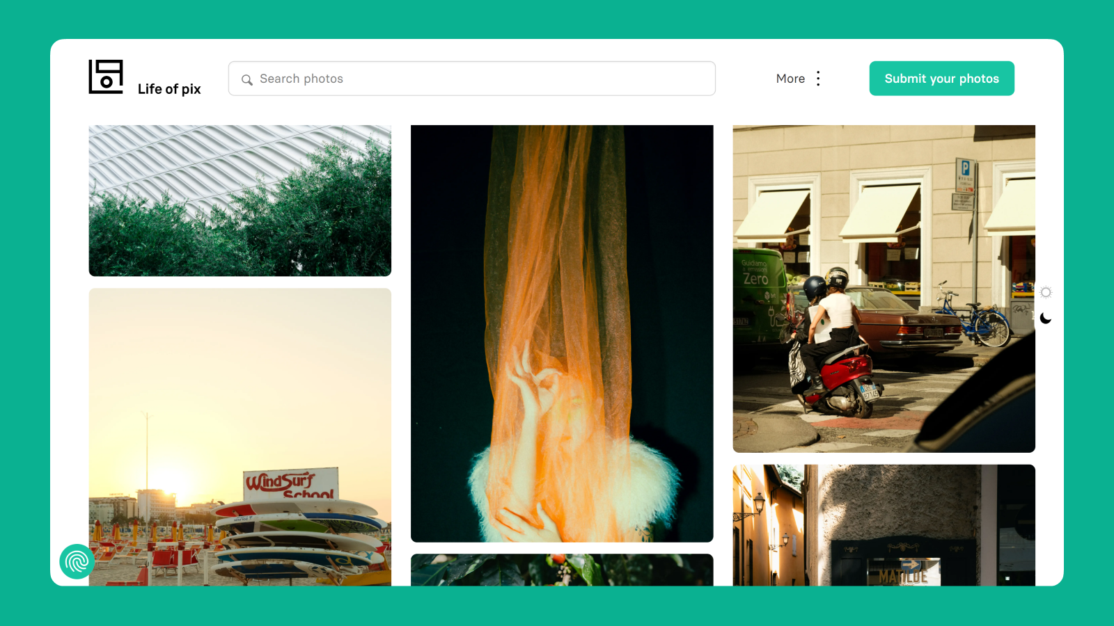 Интерфейс ресурса с фото Life of Pix