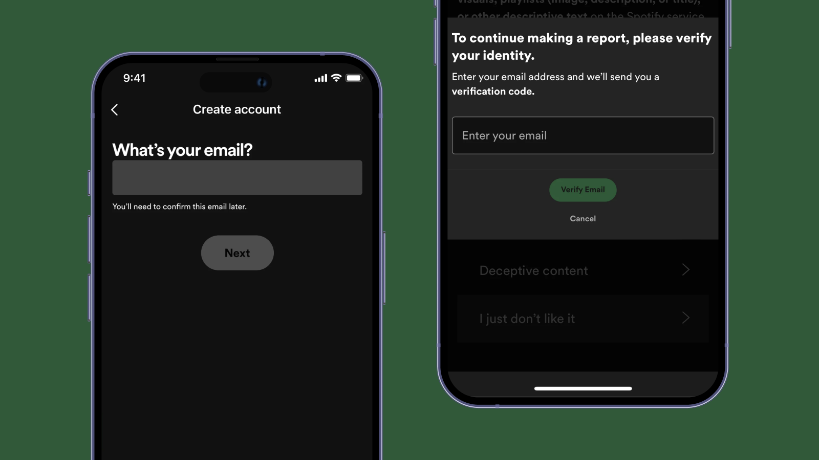 Неактивное состояние в приложении Spotify