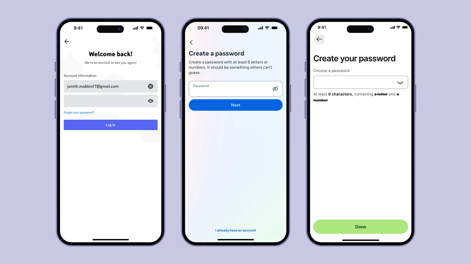 Иконка просмотра пароля в Wize, Instagram и Discord
