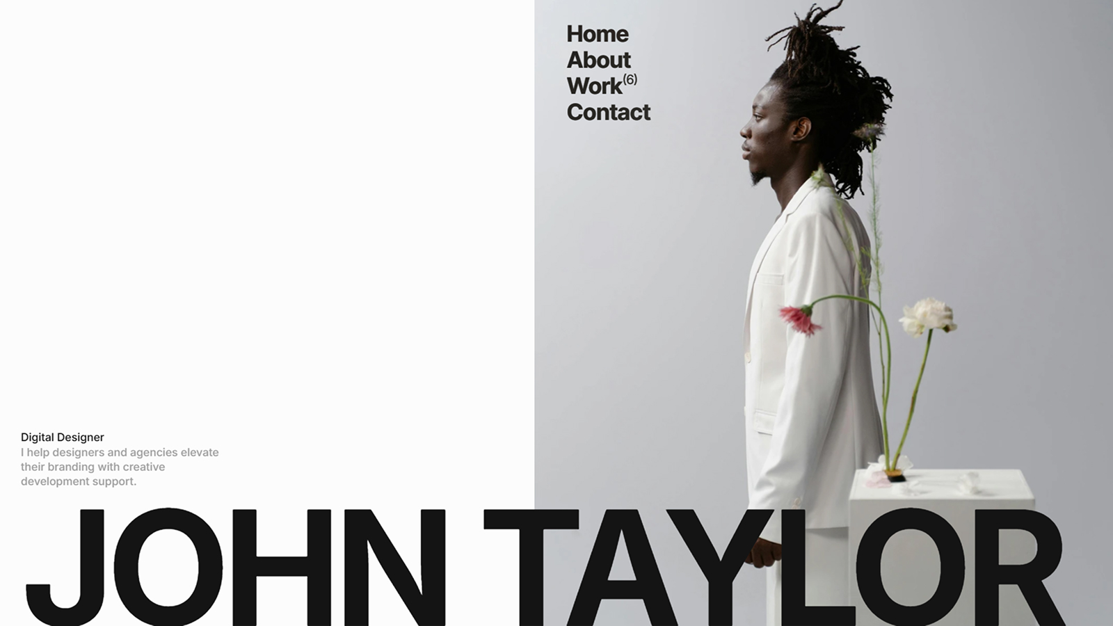 Дизайн главного экрана на сайте-портфолио Jhon Taylor