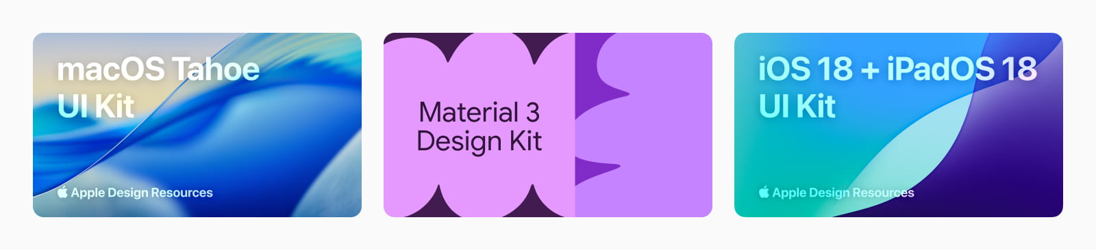 Обложки UI Kits от Google и Apple в Figma