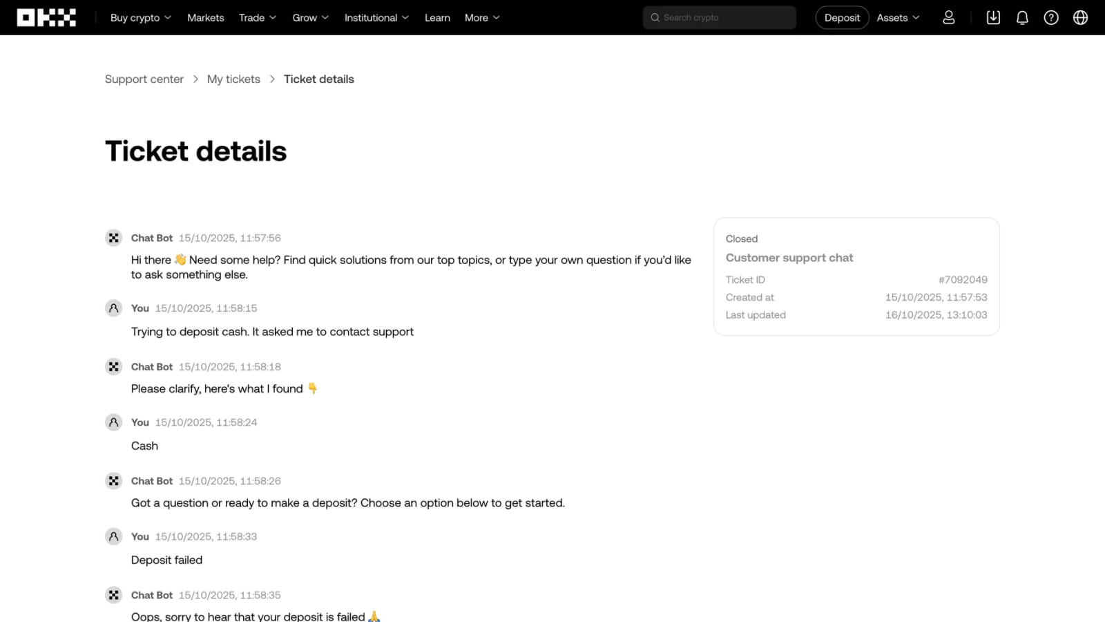 Breadcrumbs на примере дизайна сайта OKX