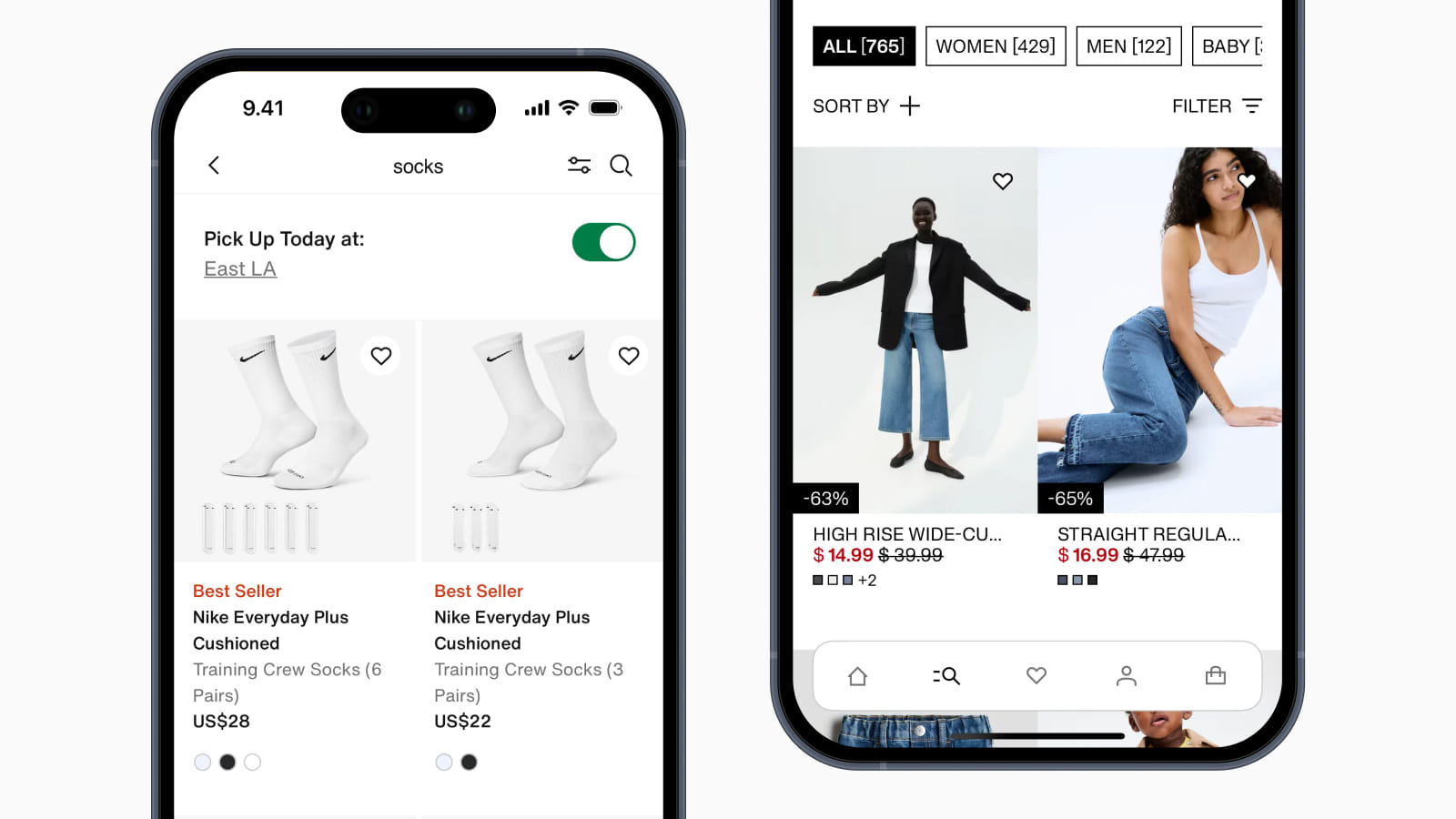 Дизайн мобильной версии интернет-магазинов Nike и H&M