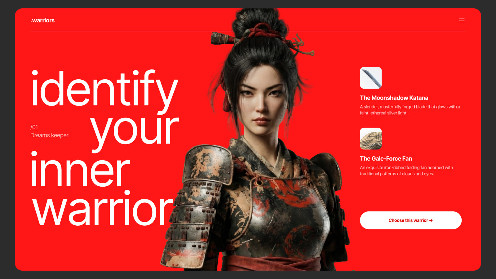 Дизайн интерфейса с 3D изображением воина