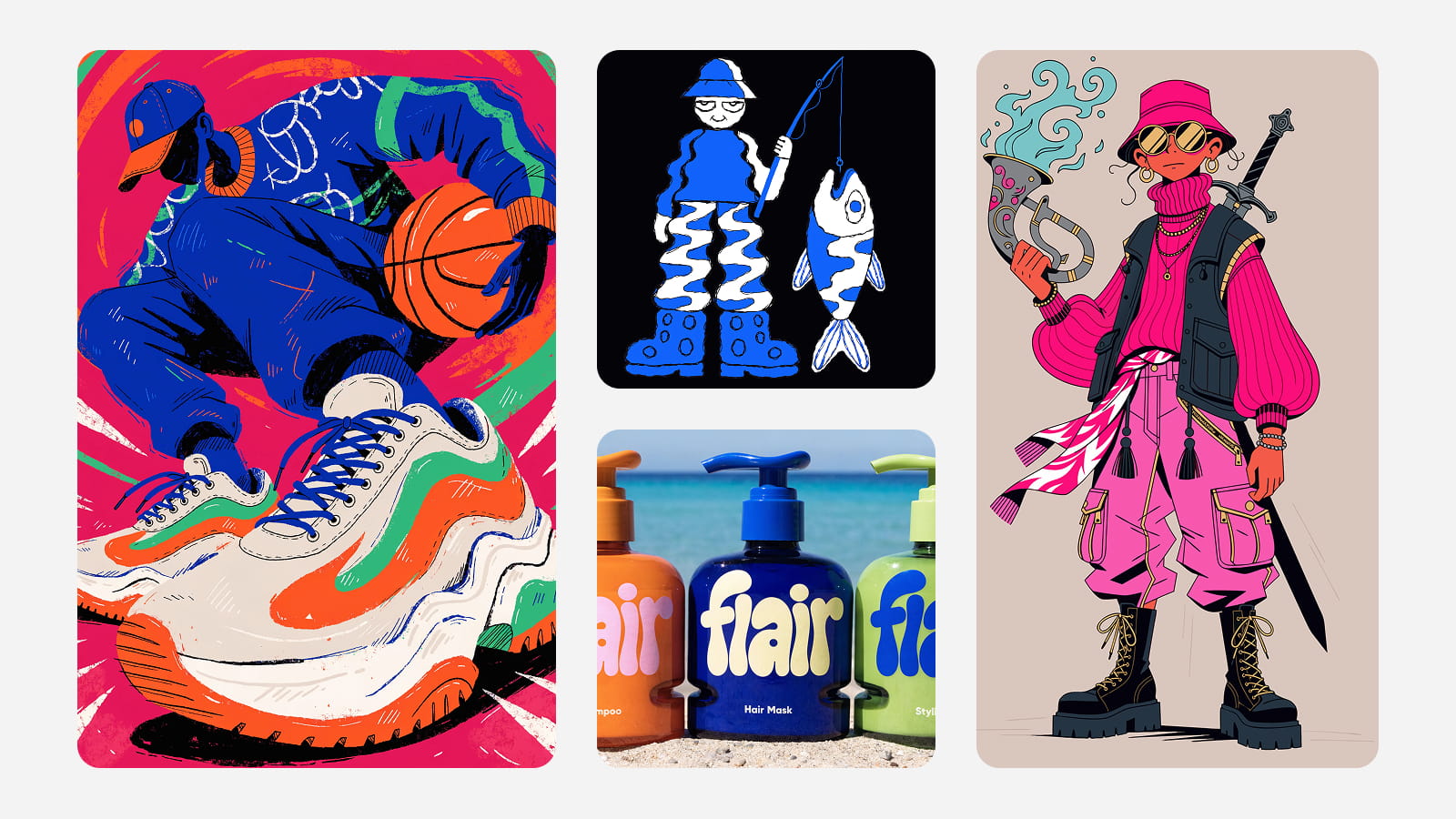 Пример векторных генераций от дизайнеров в нейросети Recraft