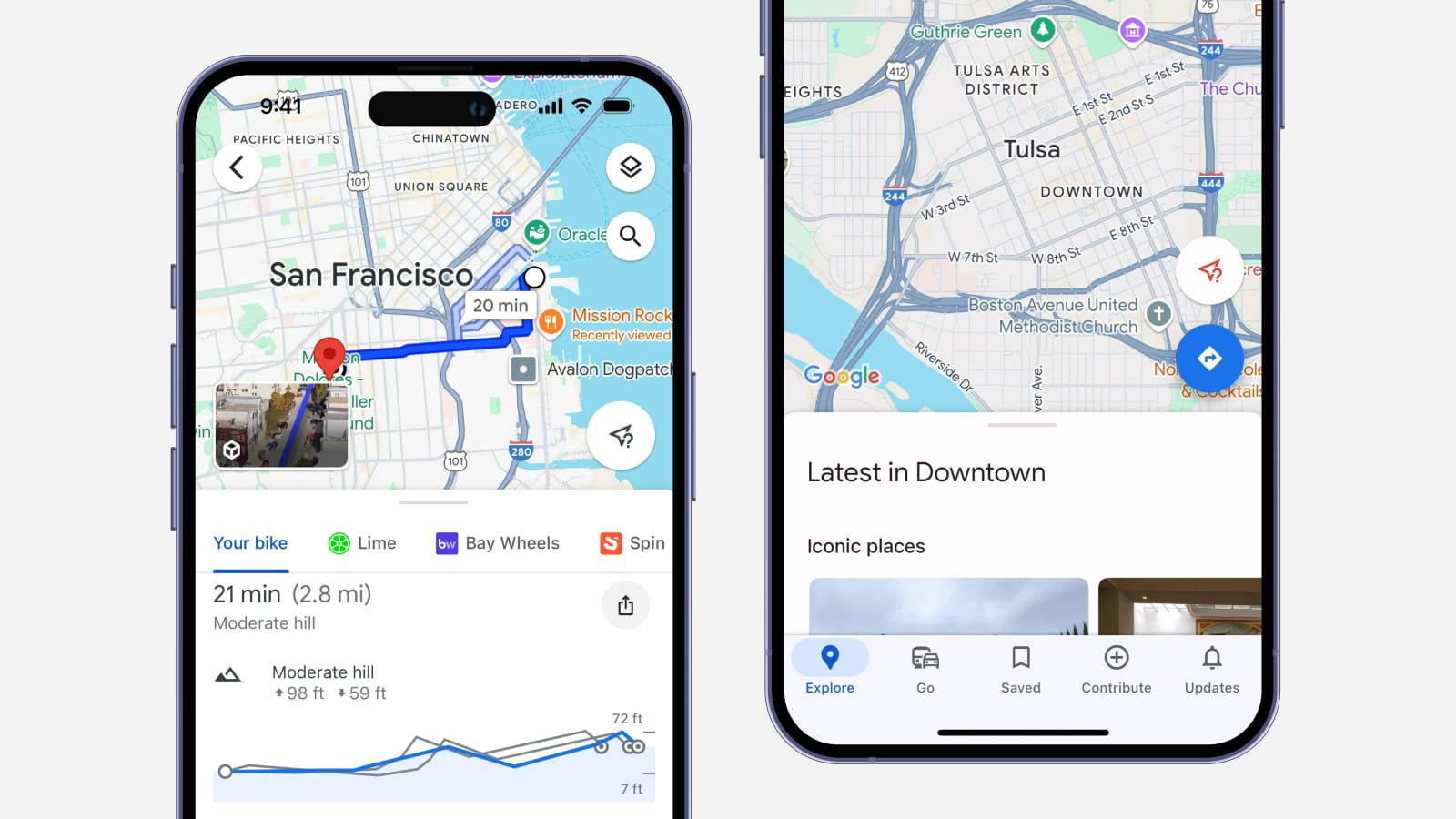 Интерфейс приложения Google Maps на iOS