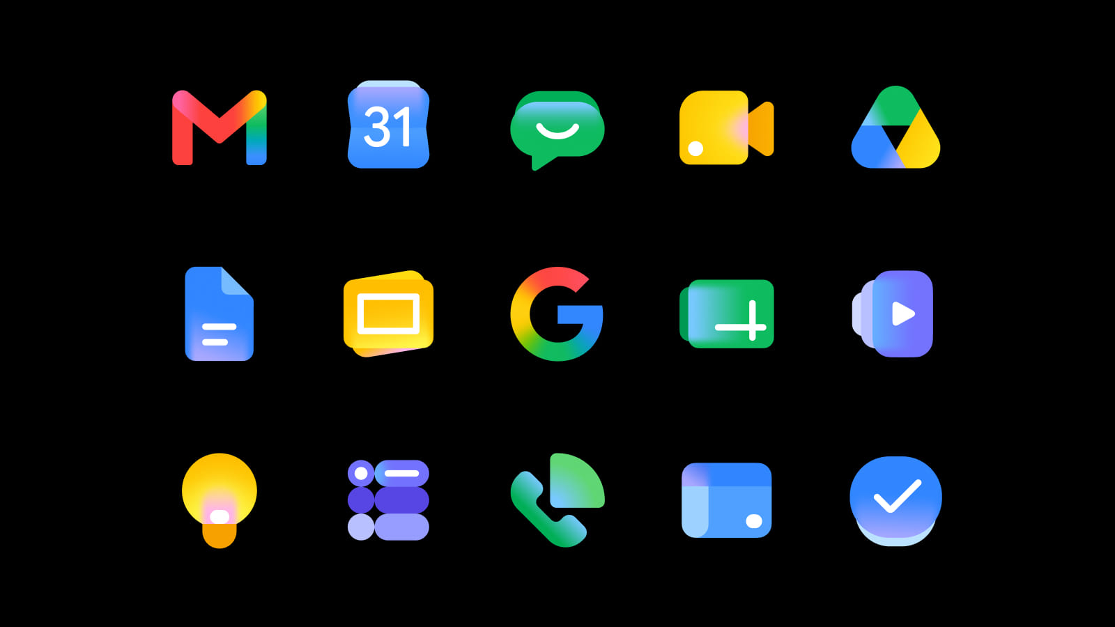 Дизайн новых градиентных иконок сервисов Google